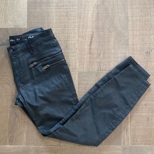 Zara Black Faux Leather Jeans Slim Fit Size 6